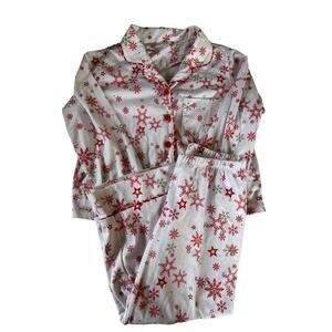 American Girl White Pajamas With Silver Red Snowflakes size 6